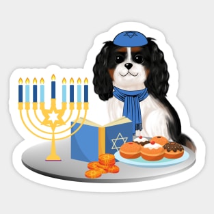 Hanukkah Tri-Colored Cavalier King Charles Spaniel Sticker